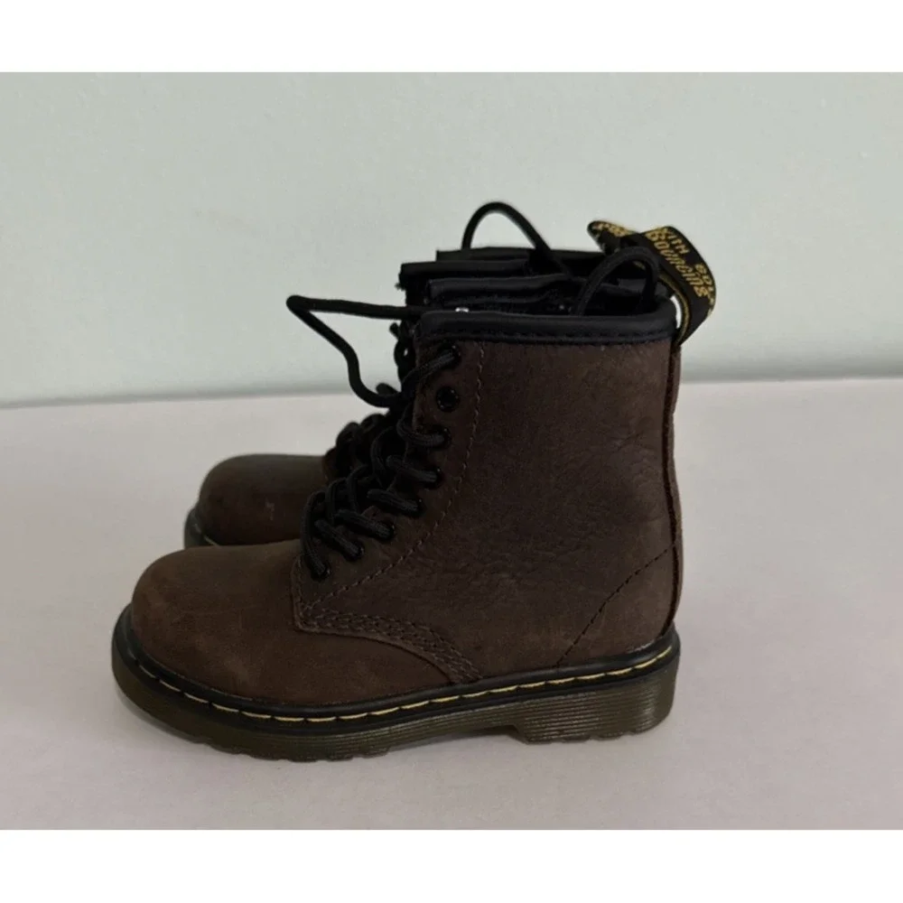 Dr. Martens Brooklee Toddler Leather Boots Dark Brown‎ Size Zip Size 7 NEW